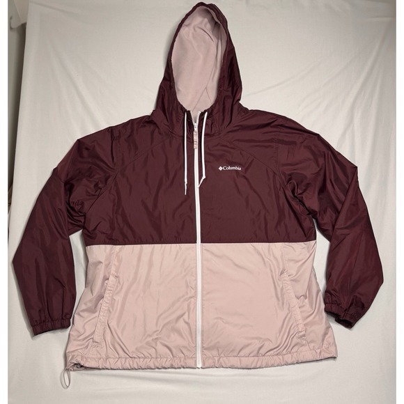 Columbia Jackets & Blazers - Columbia Center Ridge Lined Windbreaker Hooded Womens‎ Size 2X *read*